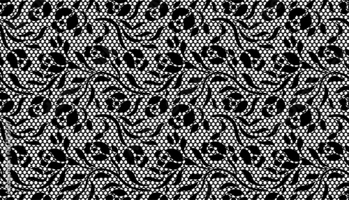 Geometric small flower vector seamless pattern. Jacquard Mesh Lace Fabric.