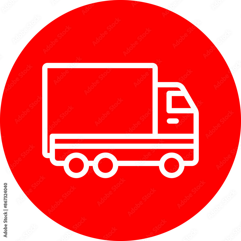 Truck Vector Line White Circle Red Truck Vector Line White Circle Red