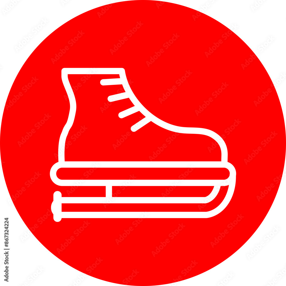 Ice skate Vector Line White Circle Red Ice skate Vector Line White Circle Red