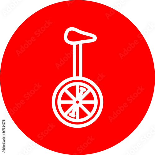 Unicycle Vector Line White Circle Red