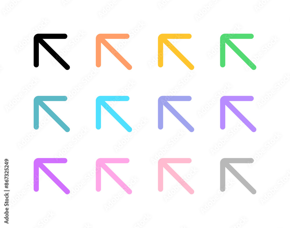 Vector left diagonal arrow chevron icon. Black, white background. Perfect for app and web interfaces, infographics, presentations, marketing, etc. Vector left diagonal arrow chevron icon. Black, white background. Perfect for app and web interfaces, infographics, presentations, marketing, etc.