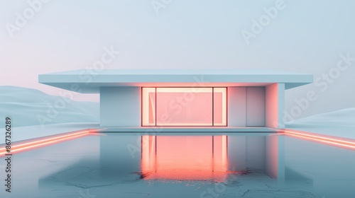 Futuristic house with AI foreclosure notice, result of bankruptcy