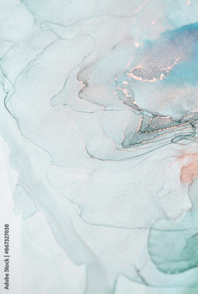 Abstract Teal and Silver Ink Swirls Abstract Teal and Silver Ink Swirls