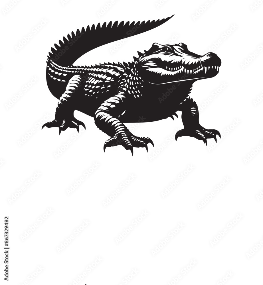 Fototapeta premium vector silhouette illustration of crocodile on white background