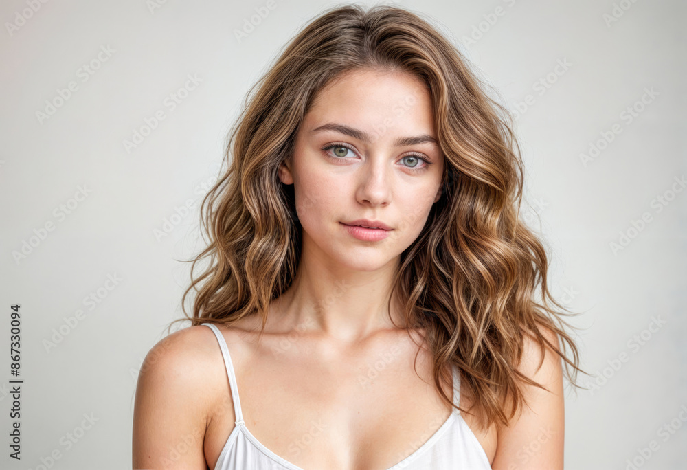 Portrait of a Caucasian Woman with Long-Wavy Hair Portrait of a Caucasian Woman with Long-Wavy Hair