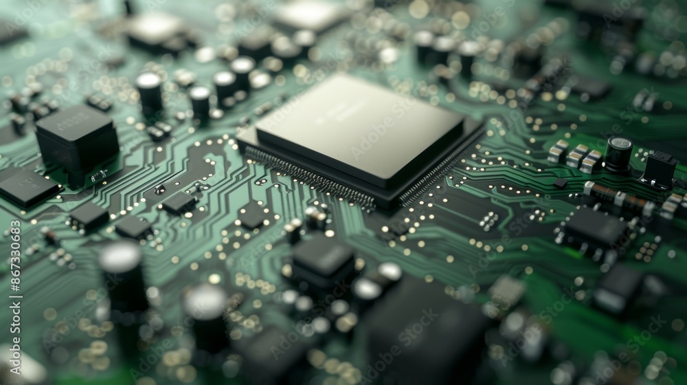 Circuit chip on PCB. Detail of technology. High-resolution Circuit chip on PCB. Detail of technology. High-resolution