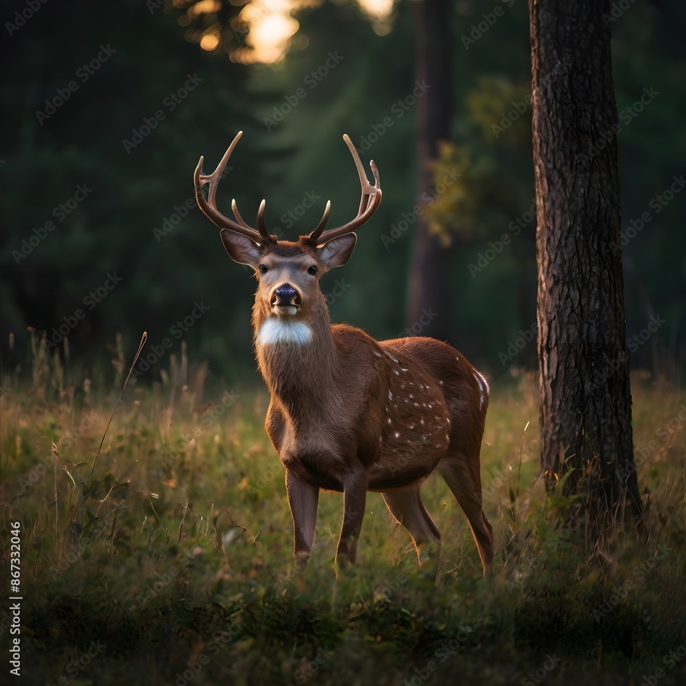 Fototapeta premium Deer in the Wild , Portrait Of a Innocent Deer