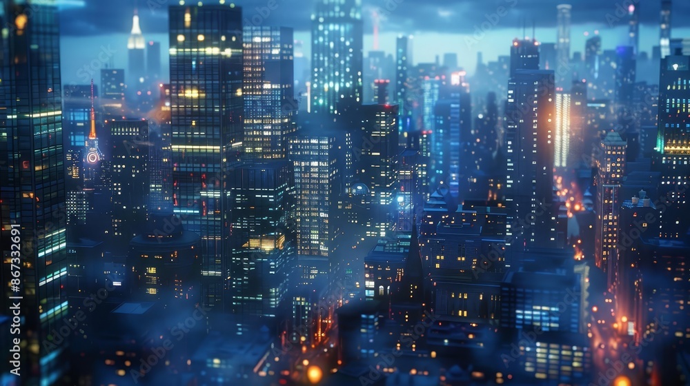 A stunning view of a vibrant cityscape at night, showcasing illuminated skyscrapers and a bustling urban environment under a dark, cloudy sky. A stunning view of a vibrant cityscape at night, showcasing illuminated skyscrapers and a bustling urban environment under a dark, cloudy sky.