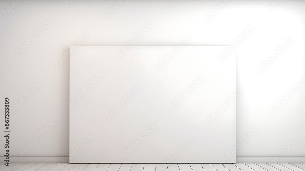 Blank white board on the wall in empty room Blank white board on the wall in empty room