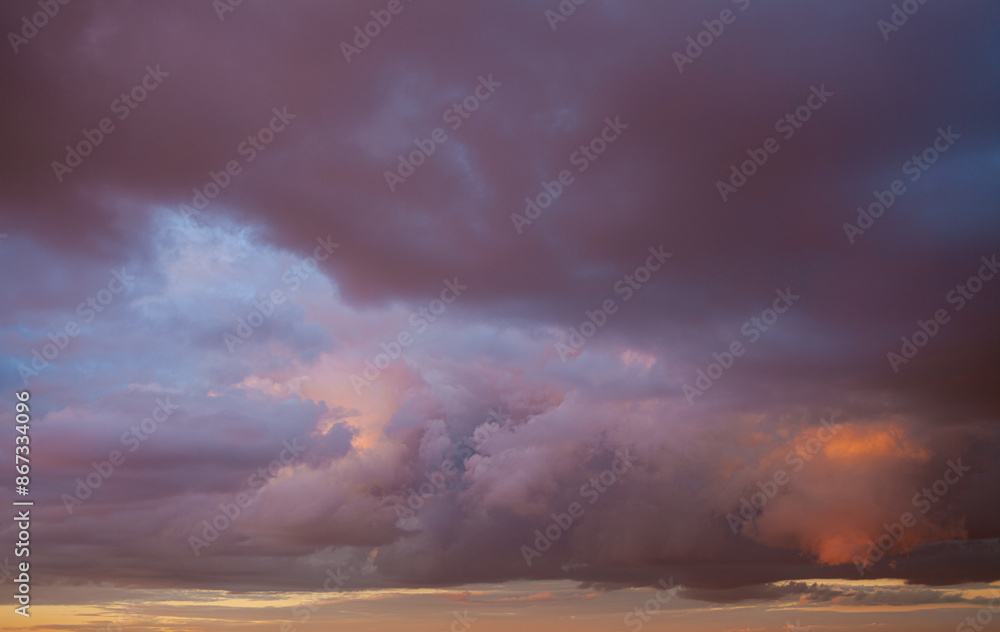 Obraz premium Blue sky after rain,. Beautiful Cumulus clouds flying across the sky,