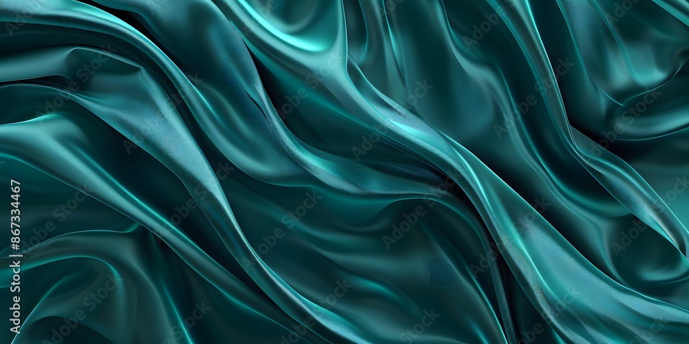 Silky Waves in Dark Blue and Green: Luxury Fabric Art Silky Waves in Dark Blue and Green: Luxury Fabric Art