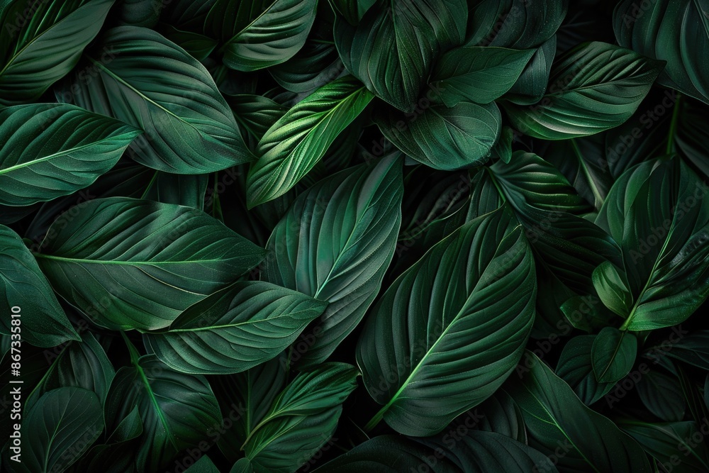 Leaf Wallpaper. Dark Abstract Green Texture with Autumn Leaves, Tropical Summer Background Leaf Wallpaper. Dark Abstract Green Texture with Autumn Leaves, Tropical Summer Background