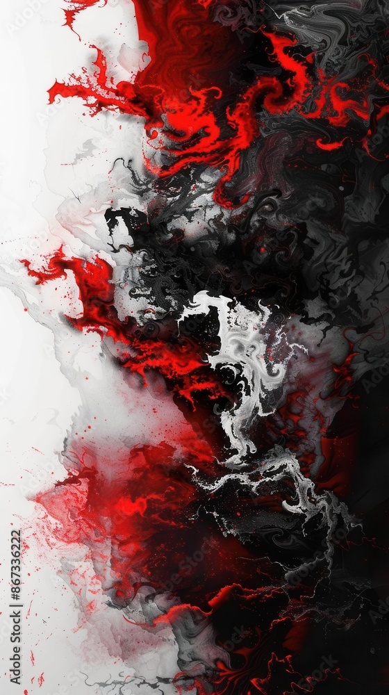 Bold Contrast. Red, Black and White Background Concept Bold Contrast. Red, Black and White Background Concept