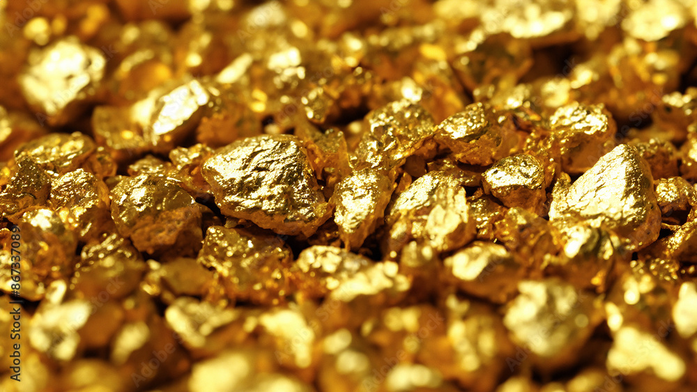 Close up of gold nuggets Close up of gold nuggets