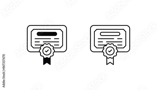Certificate icon design with white background stock illustration