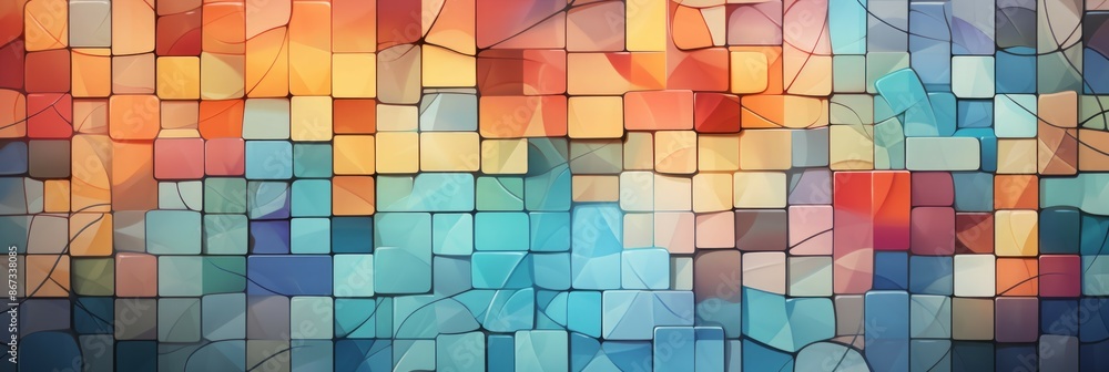Mosaic Tiles Material Structure Background - Generative AI Mosaic Tiles Material Structure Background - Generative AI