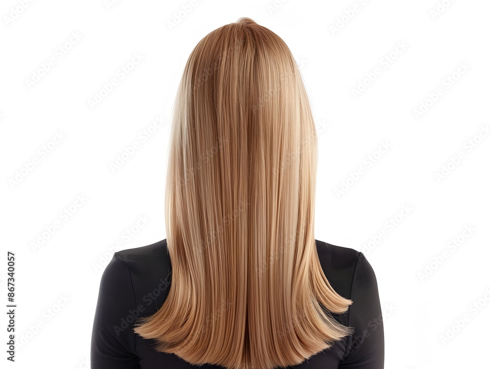 Naklejka premium Blonde Woman with Straight Hair on White Background