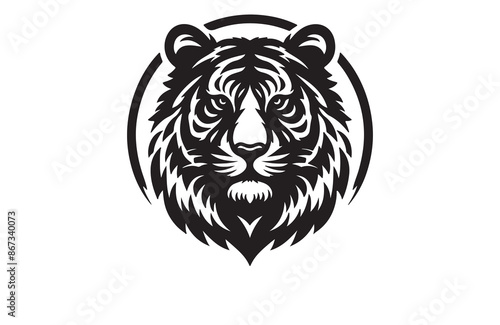 vector silhouette illustration of a tiger on white background