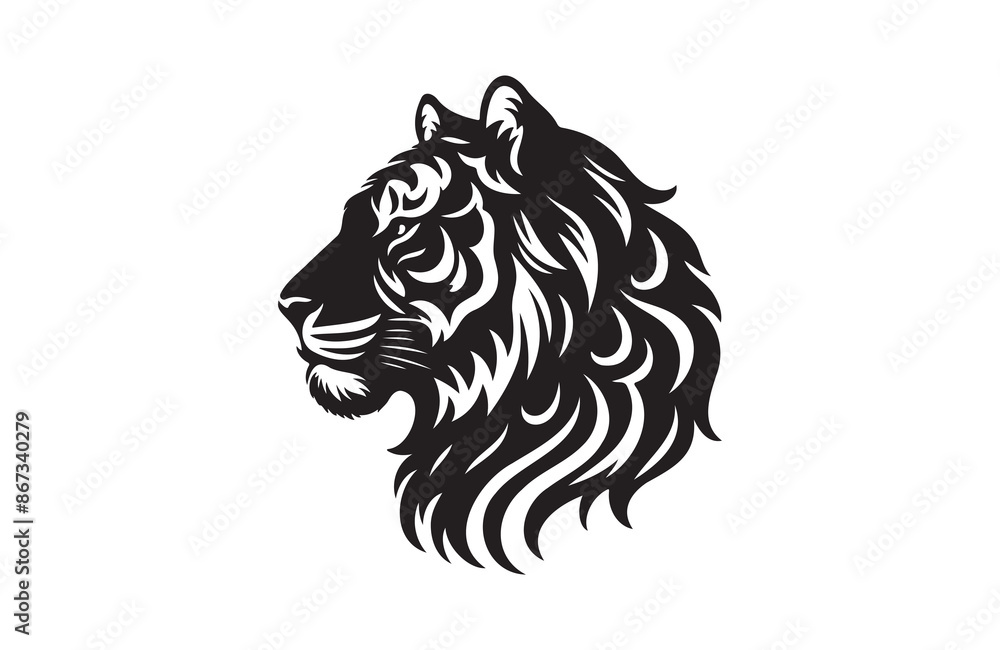 Fototapeta premium vector silhouette illustration of a tiger on white background