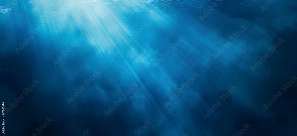 Fototapeta premium A calm blue light background with mystery and bright rays
