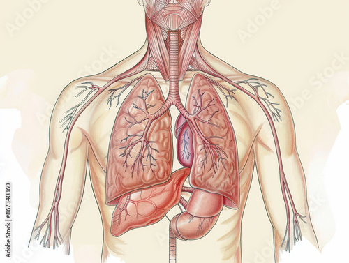 Respiratory System A diagram of the human respiratory system photo