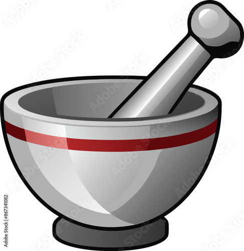 mortar and pestle kitchen tool, mortar and pestle cooking icon.