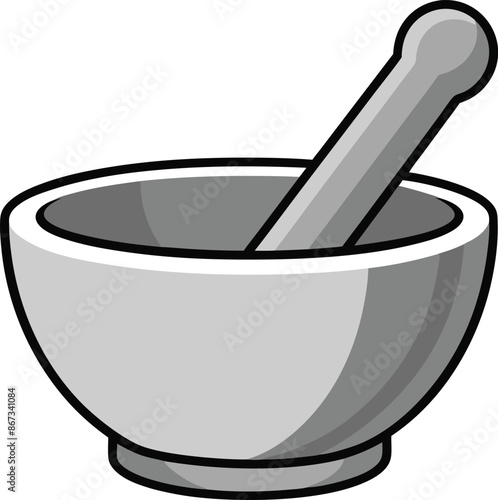 mortar and pestle kitchen tool, mortar and pestle cooking icon.