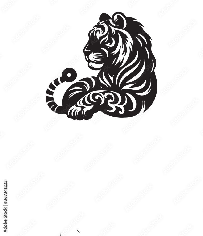 Fototapeta premium vector silhouette illustration of a tiger on white background