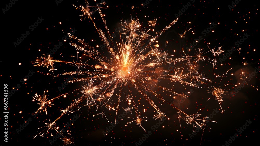 A sparkling fireworks display lighting up the night sky, with bright colors and trails of light, evoking a sense of celebration and joy. A sparkling fireworks display lighting up the night sky, with bright colors and trails of light, evoking a sense of celebration and joy.