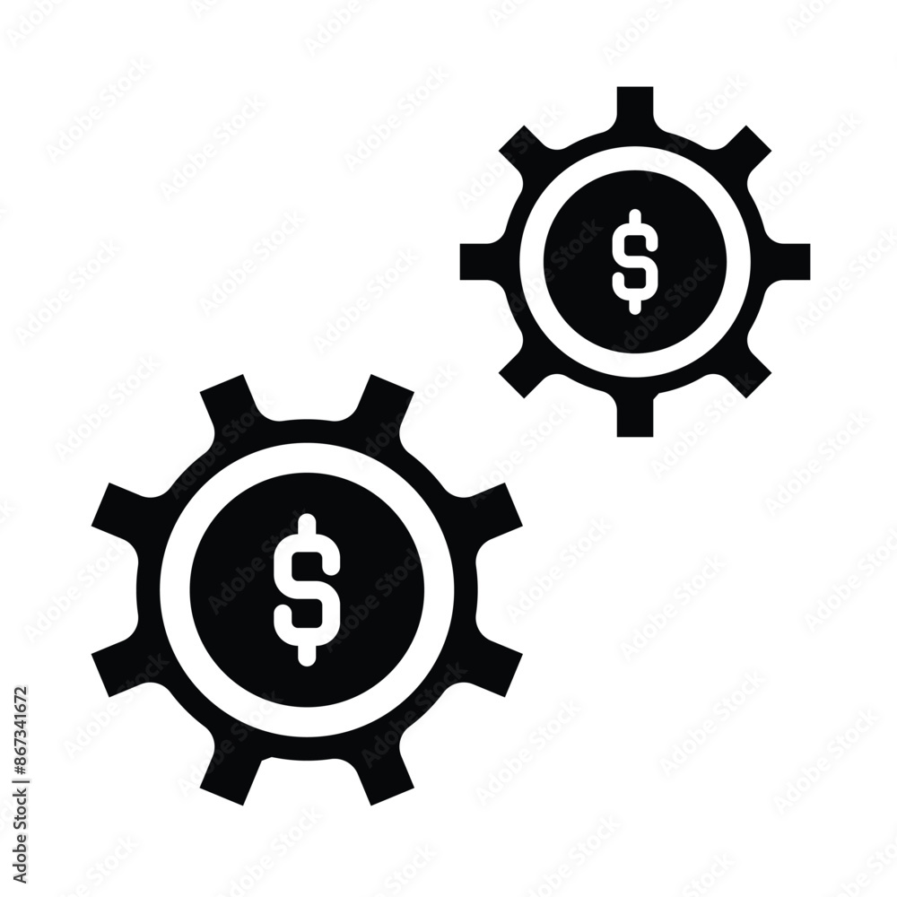 Investmen Money Gear Icon, Flat Design Isolated On White Background Investmen Money Gear Icon, Flat Design Isolated On White Background