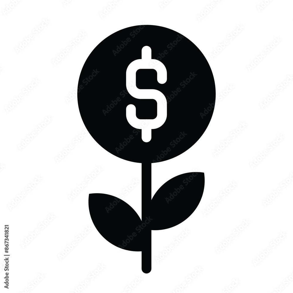 Investmen Grow Money Icon, Line Art Style Design Isolated On White Background Investmen Grow Money Icon, Line Art Style Design Isolated On White Background