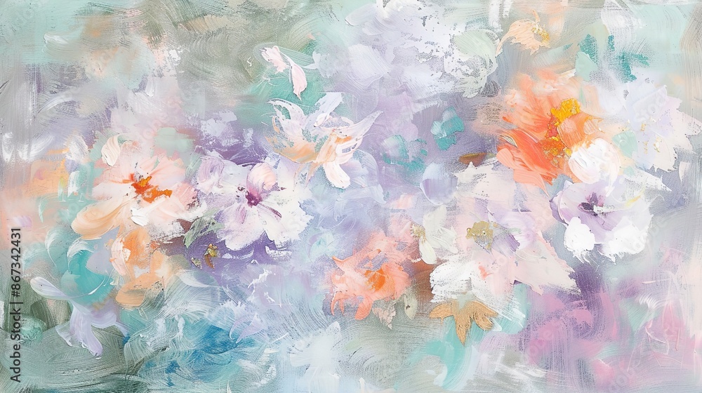 Ethereal Blossoms: Abstract Floral Art with Delicate Brush Strokes and Pastel Hues Ethereal Blossoms: Abstract Floral Art with Delicate Brush Strokes and Pastel Hues