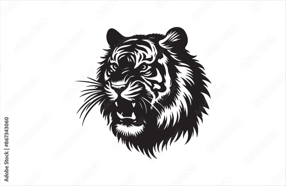 vector silhouette illustration of a tiger on white background vector silhouette illustration of a tiger on white background