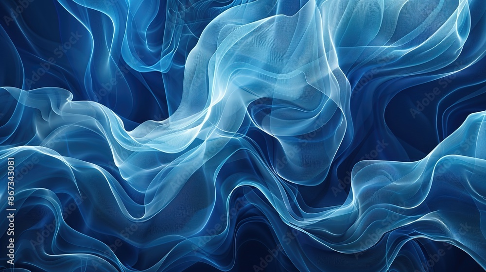 Serene Fluidity: Abstract Waves of Gradient Blues Serene Fluidity: Abstract Waves of Gradient Blues