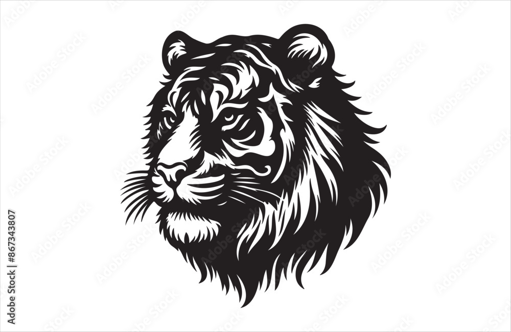vector silhouette illustration of a tiger on white background vector silhouette illustration of a tiger on white background