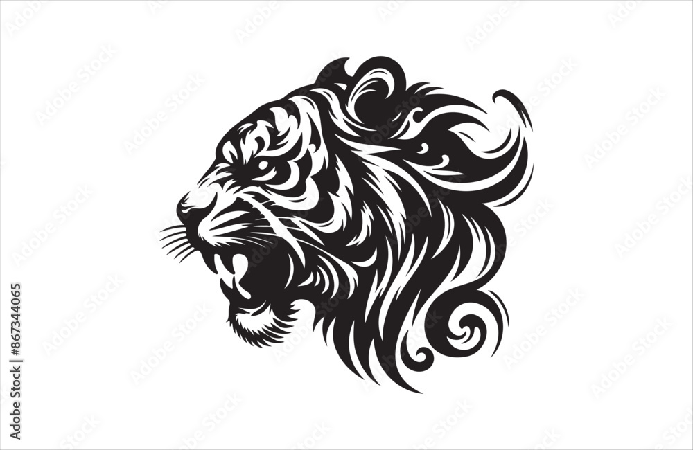 vector silhouette illustration of a tiger on white background vector silhouette illustration of a tiger on white background