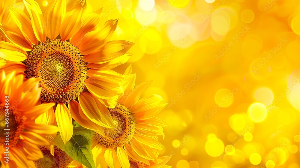 Sunflowers on a yellow background. Sunflowers on a yellow background.