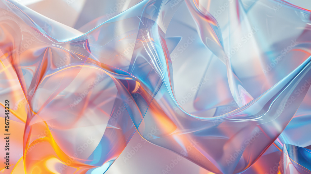 Transparent and translucent shapes, creating a glass effect. 