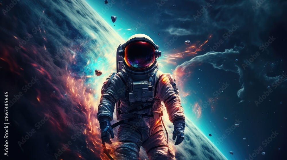 Fantasy an Astronaut floating in space Fantasy an Astronaut floating in space
