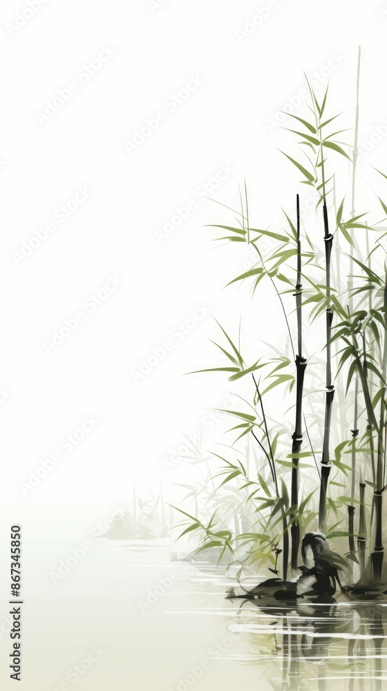 Fototapeta premium Bamboo Material Structure Background - Generative AI