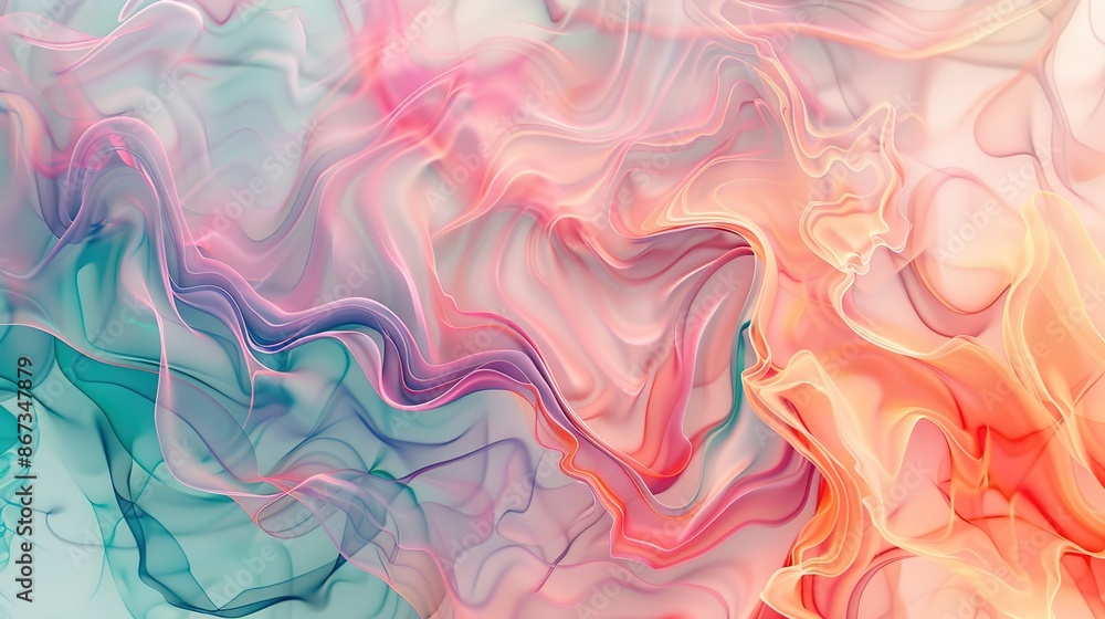 Fototapeta premium Serene Fluid Abstract Sketches: Soft Lines and Pastel Colors