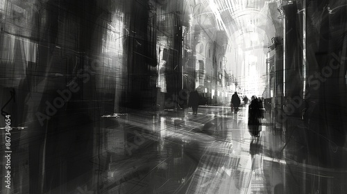 Dynamic Abstract Sketches: Captivating Light and Shadow Play for Dramatic Visual Impact © Wp Background