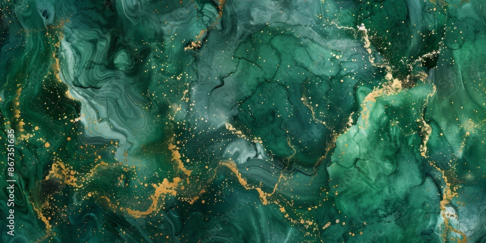 Processed collage of emerald green and gold marble texture. Background for banner Processed collage of emerald green and gold marble texture. Background for banner