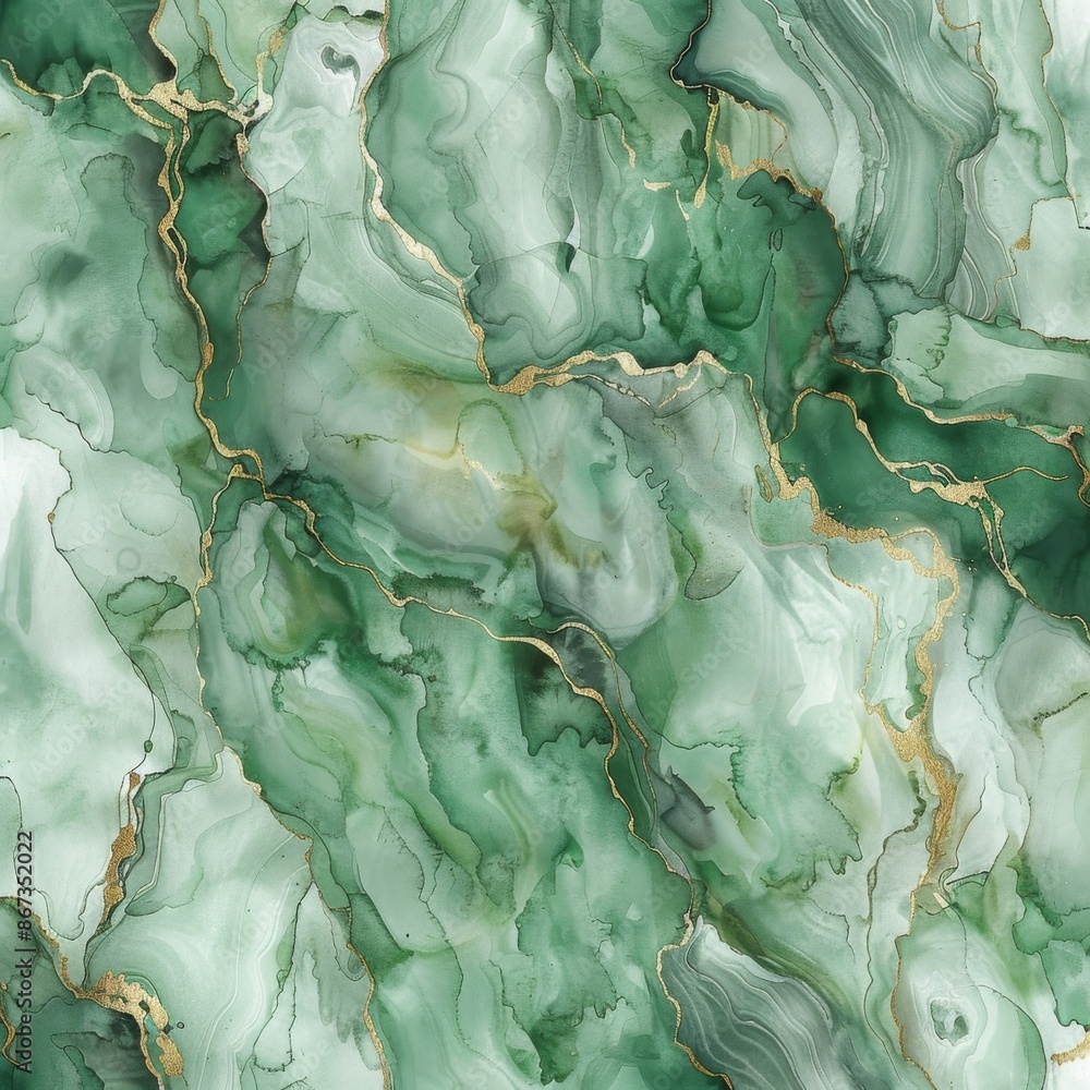 Obraz premium Processed collage of emerald green and gold marble texture. Background for banner