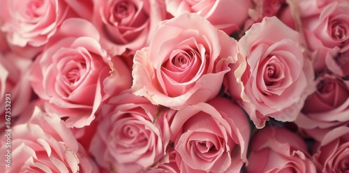Enchanting Pink Roses. Serene and Elegant Floral Background Concept
