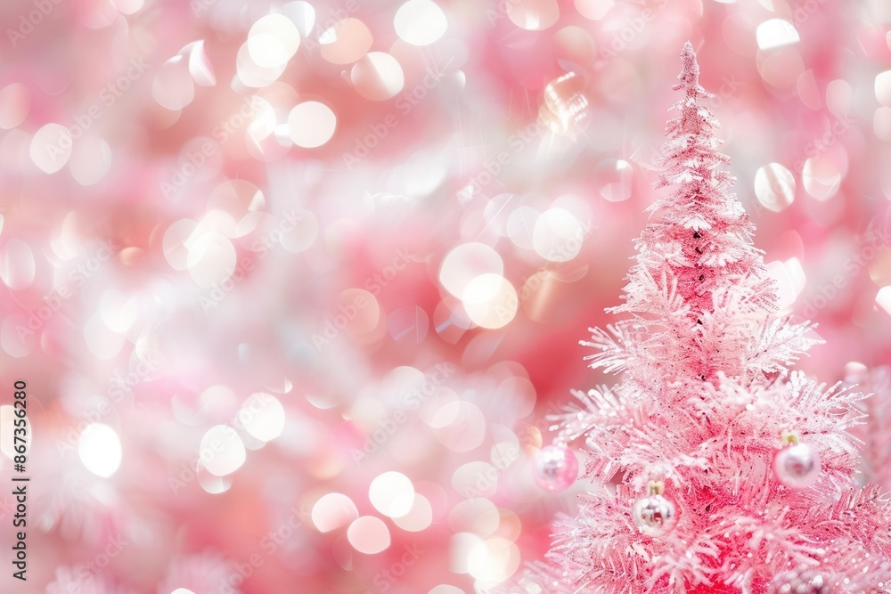 Festive Pink Christmas Background. Delightful and Vibrant Holiday Decorations Concept Festive Pink Christmas Background. Delightful and Vibrant Holiday Decorations Concept