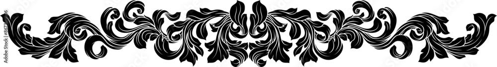 Obraz premium A filigree heraldic heraldry pattern band vine deign element