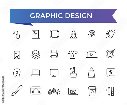 Wallpaper Mural Graphic Design icon set with editable stroke collection for web and ui. Line icons pack. Vector illustration. Torontodigital.ca