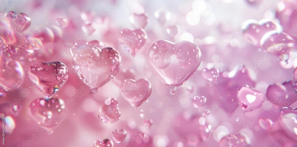 Radiant Love. Delicate heart shapes forming a soothing pink background with a soft glow, symbolizing... Radiant Love. Delicate heart shapes forming a soothing pink background with a soft glow, symbolizing...