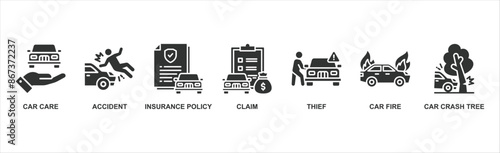 Car insurance banner web icon vector illustration concept with icon